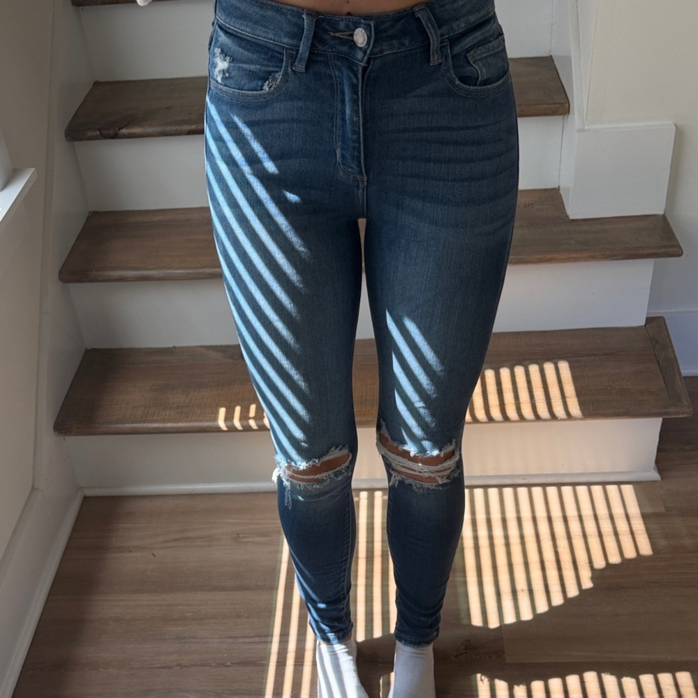Cello Dark Blue Ripped High-Rise Skinny Jeans